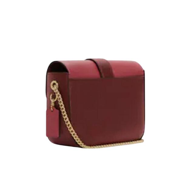 COACH GEMMA CROSSBODY PURSE WITH GEM BUTTERFLY BUCKLE IN GOLD & CRANBERRY - Picture 3 of 5